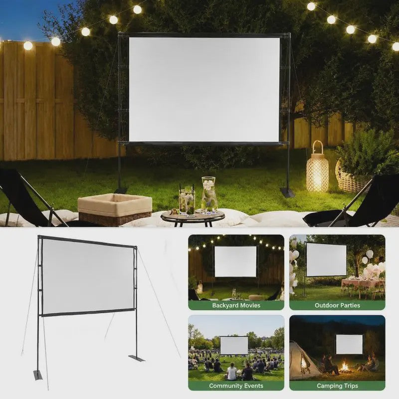 100 Inch Projectiescherm 4:3 met Draagbare Standaard - Anti-Reflectie & Brede Kijkhoek