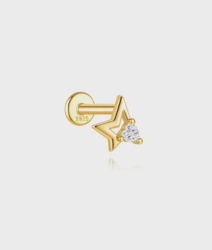 925 Sterling Zilveren Kolibrie Oorbellen Dames - 18K Goudkleurig Platte Achterkant Studs