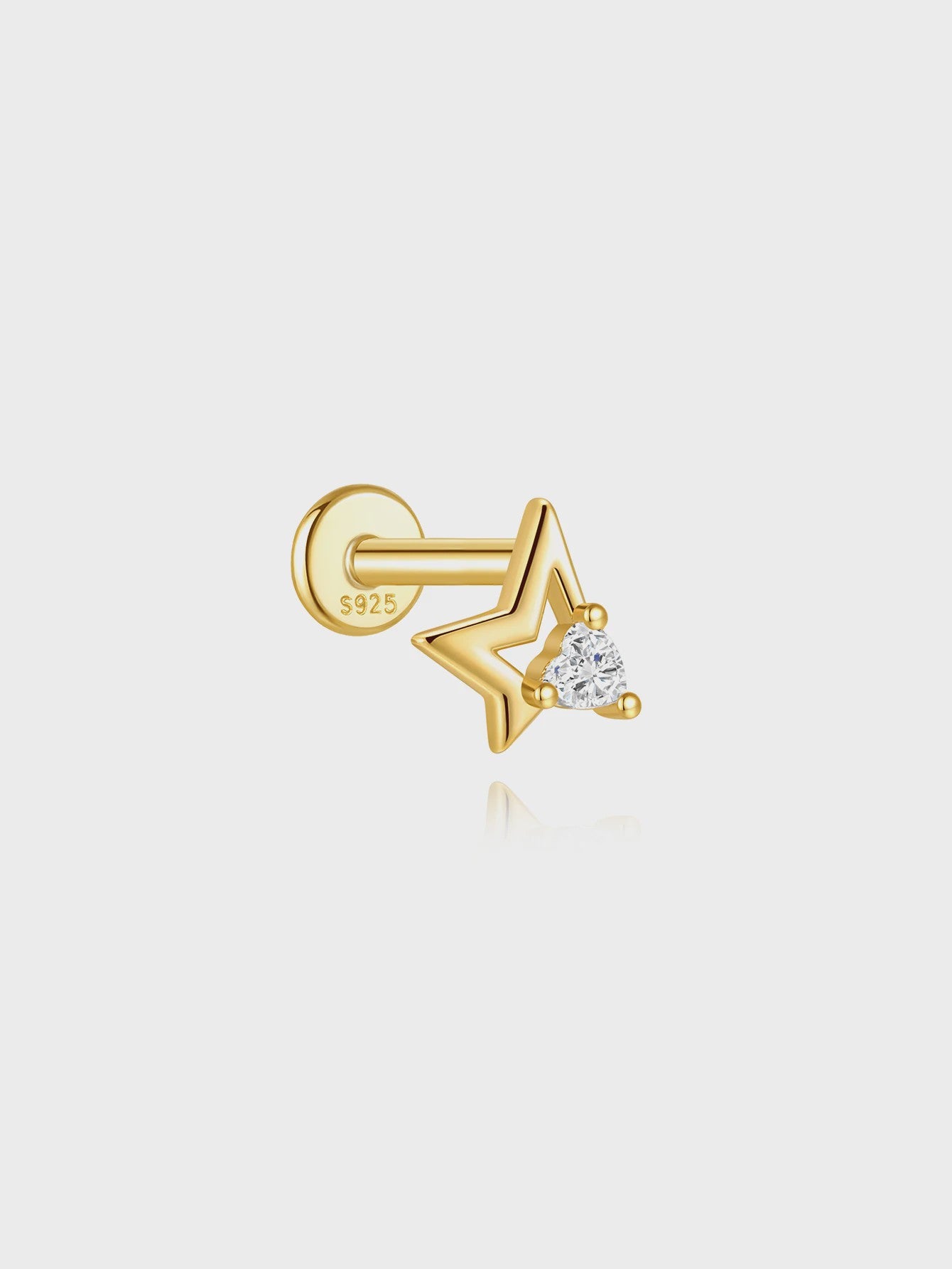 925 Sterling Zilveren Kolibrie Oorbellen Dames - 18K Goudkleurig Platte Achterkant Studs