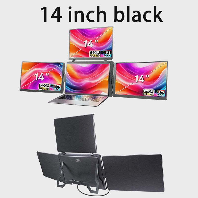 16-Inch Draagbare Triple Screen Monitor - FHD Uitbreiding voor Laptops met Eén Kabel