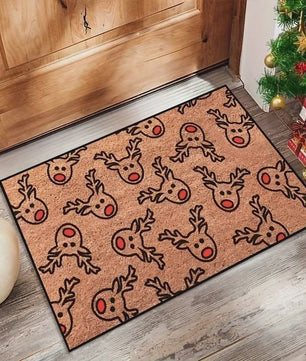 Kerst Deurmat met Rendier & Feestelijke Prints - Indoor/Outdoor Entree Tapijt