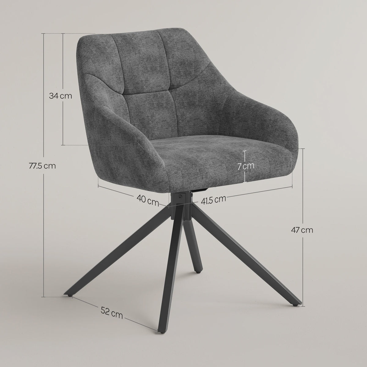 Set van 2 Chenille Eetkamerstoelen - 360° Draaibaar, Ergonomisch & Comfortabel