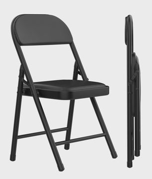 Opvouwbare Stoel met Kunstleren Zitting en Metalen Frame - Comfortabel en Praktisch