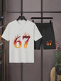 Funny Six Seven Italian Brainrot 67 Number Print Kids Short Sleeved Suit Children Clothing T-Shirt + Shorts 2pc Set Boys Clothes