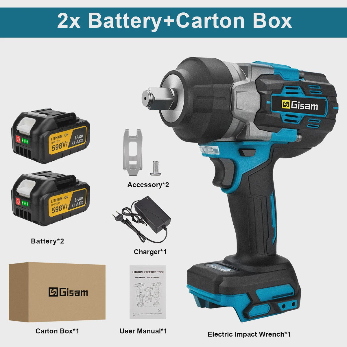Gisam Accu Slagschroevendraaier 2800 Nm Brushless - Makita 18V Compatibel