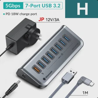 Yottamaster USB 3.2 Hub 10Gbps Type-C Docking Station met 5x USB 3.0 Poorten