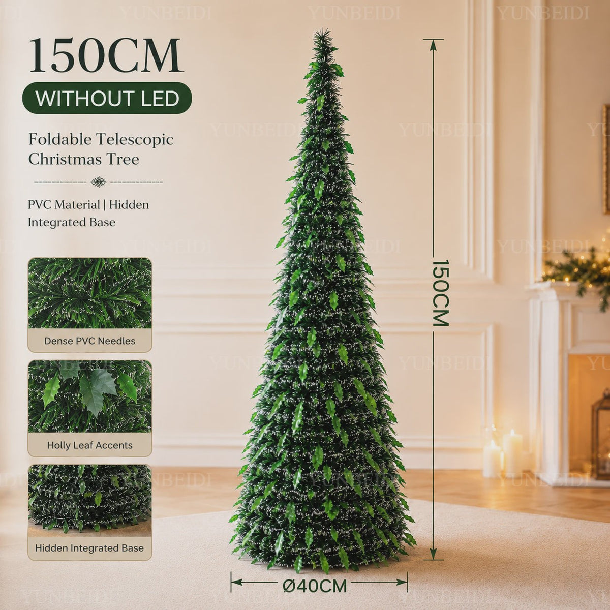 Opvouwbare Kunstkerstboom met LED-verlichting - 150cm of 180cm - Ruimtebesparend & Sfeervol