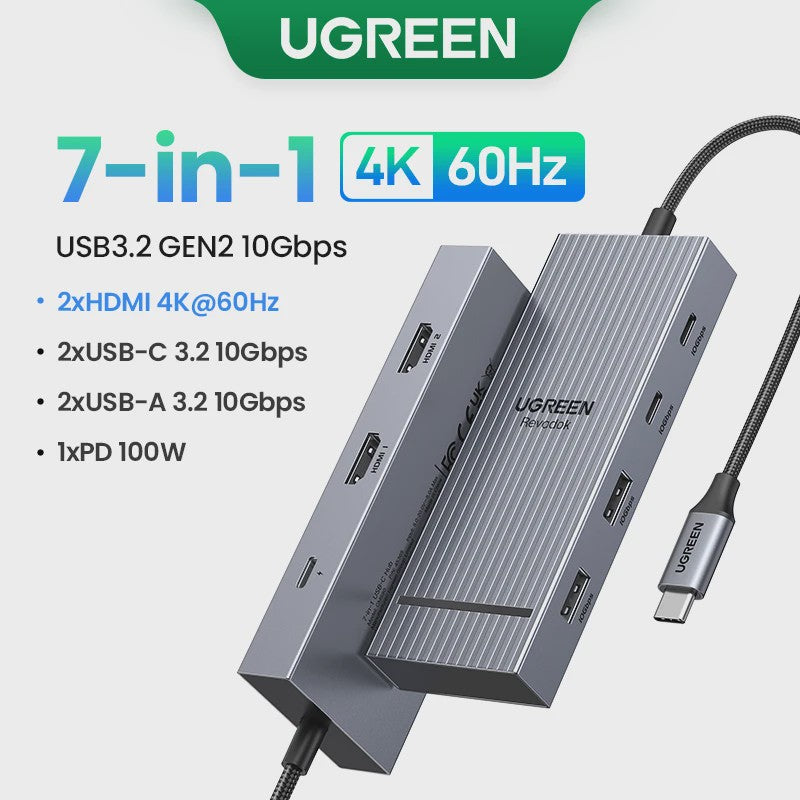 UGREEN USB-C Hub 10Gbps, 4K@60Hz HDMI, 100W PD Docking Station