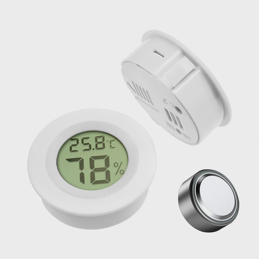 Inbouw Digitale Thermo-Hygrometer met Batterij - Zwart/Wit