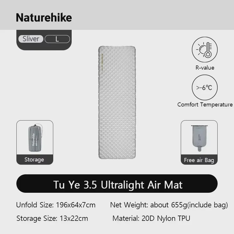 Naturehike Opblaasbaar Slaapmatje R3.5 - Ultralicht & Vochtwerend voor Kamperen