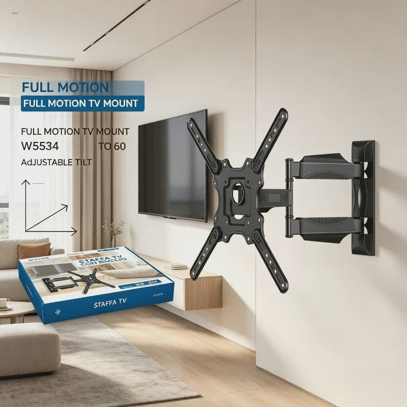 WETECH W5534 TV Muurbeugel - Dubbele Arm, Volledig Verstelbaar voor 32-60 Inch TV's, 32kg Draagvermogen, VESA 100-400mm