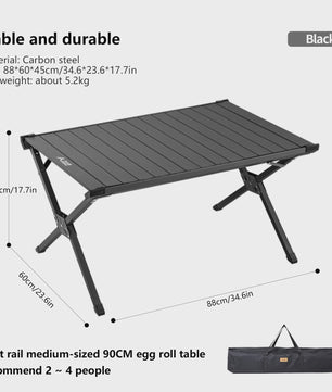 Opvouwbare Kampeer Eierrol Tafel - Draagbaar Carbon Staal met Draagtas voor Picnic & BBQ