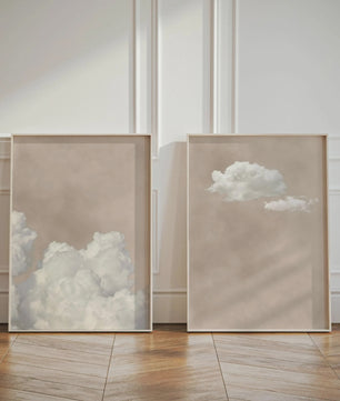 Abstracte Blauwe Wolken Poster - Minimalistische Canvas Muurkunst voor Moderne Woonkamer
