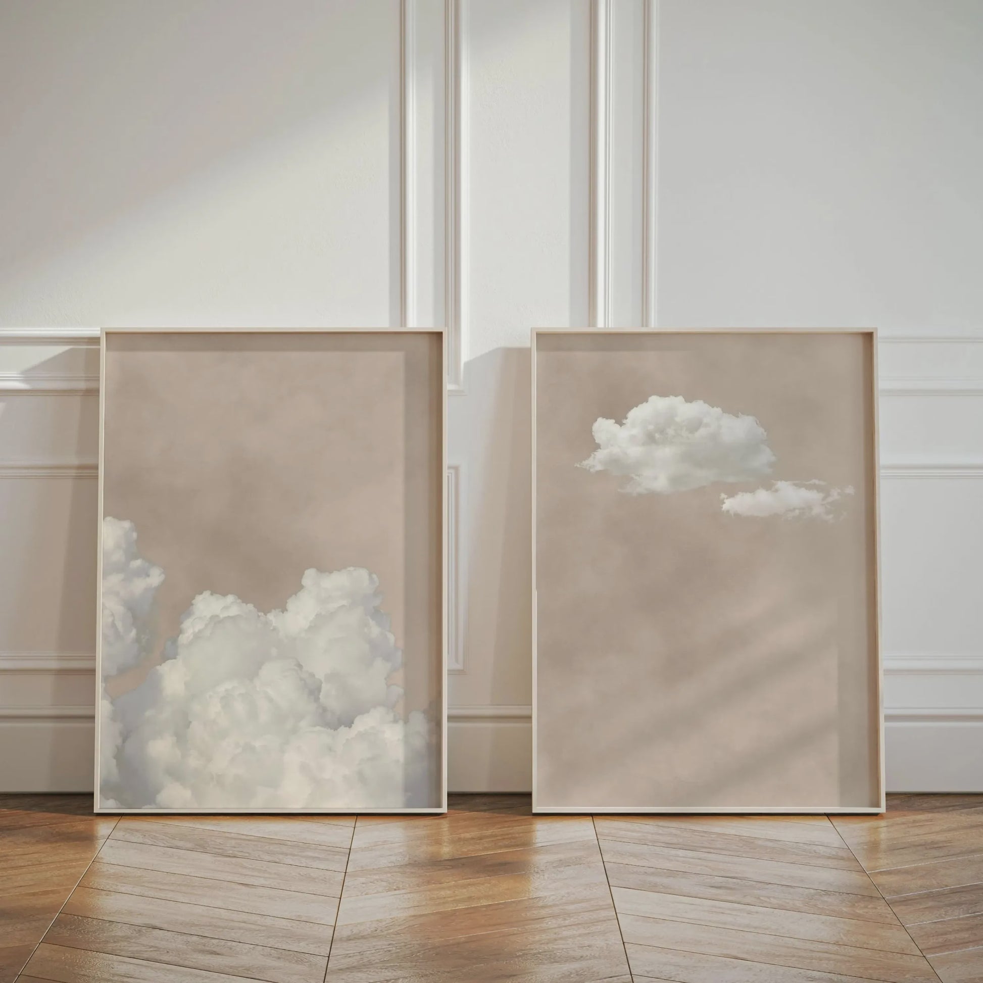 Abstracte Blauwe Wolken Poster - Minimalistische Canvas Muurkunst voor Moderne Woonkamer