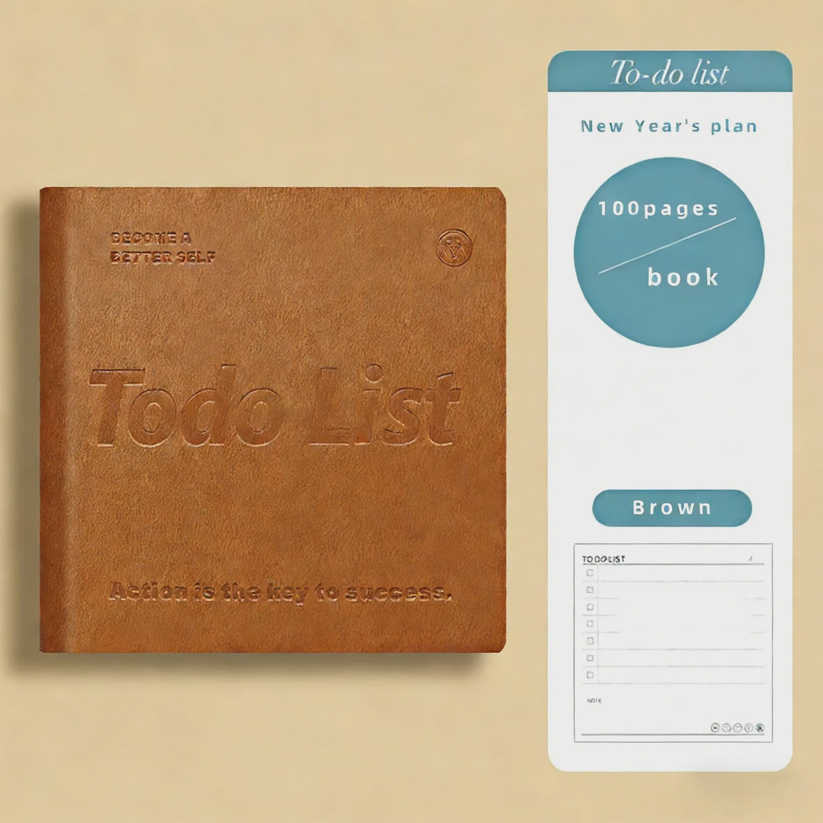 Mini Notitieboek PU Leer - Dagelijkse Planner & To-Do Lijst met Lint Bladwijzer