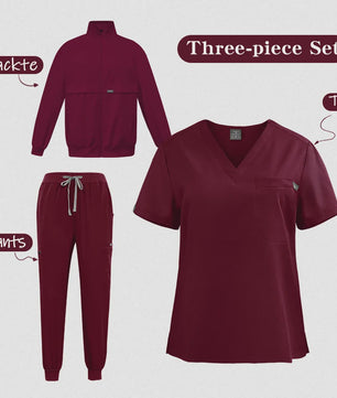 3-delige Unisex Medische Scrub Set: Jas, Top & Broek voor Zorgprofessionals