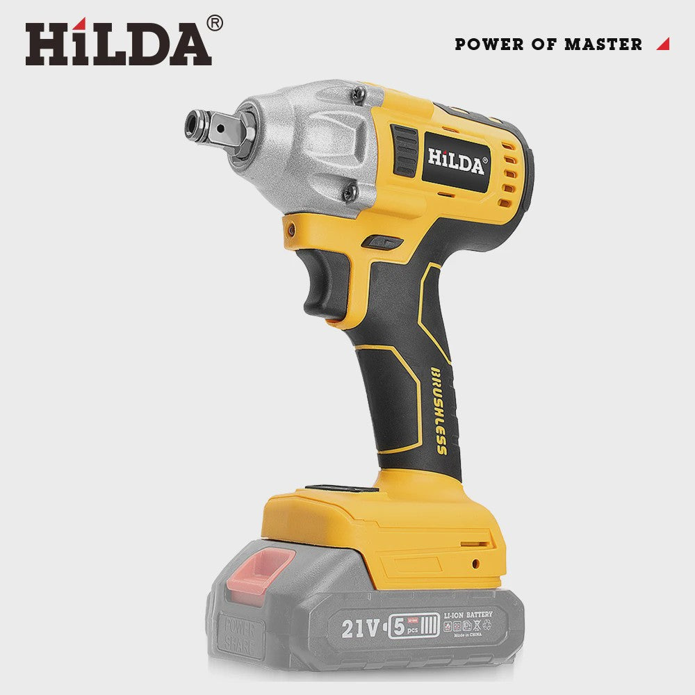 HILDA 1/2" Brushless Slagmoersleutel - 1200 Nm Krachtige Accu Klopmachine voor Banden en Steigerbouw (Compatibel met Makita)