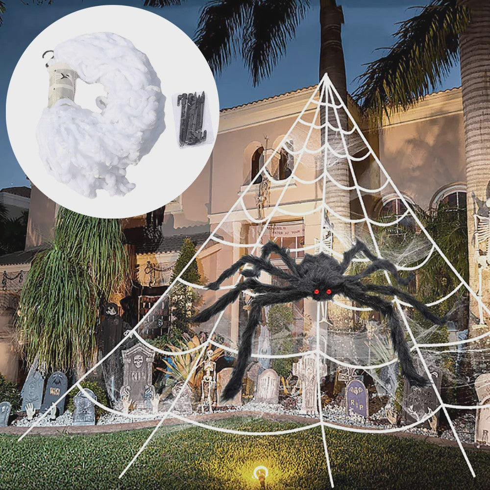 Grote Halloween Spinnenweb Decoratie met Pluche Spin (5m)