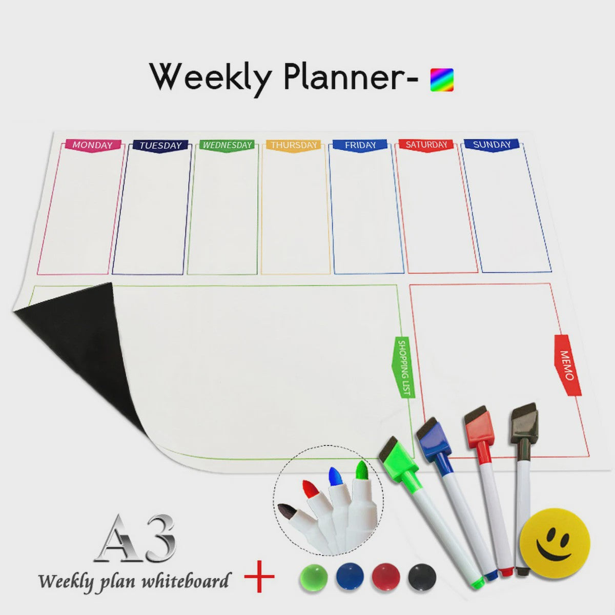 Flexibel Magnetisch Weekplanner Whiteboard A3 - Ideaal voor Koelkast & Kantoor