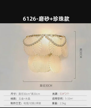 Moderne Koperen Plafondlamp met Schelp Glas en LED - Stijlvolle Hanglamp voor Woonkamer, Eetkamer & Slaapkamer
