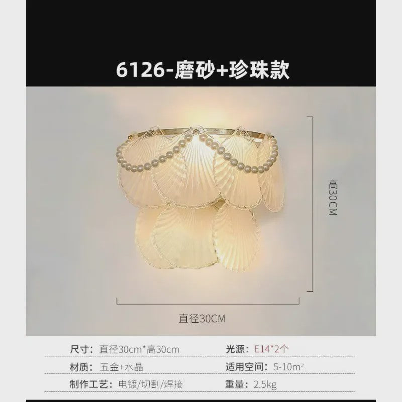 Moderne Koperen Plafondlamp met Schelp Glas en LED - Stijlvolle Hanglamp voor Woonkamer, Eetkamer & Slaapkamer