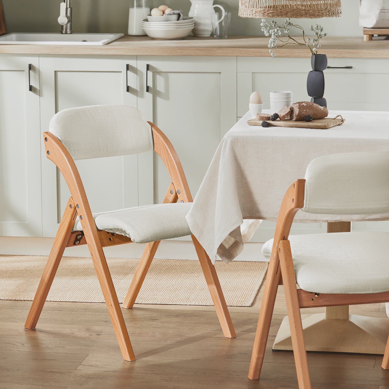 Opvouwbare Keukenstoelen met Gestoffeerde Zitting en Rugleuning - Set van 2