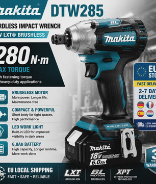 18V Brushless Slagmoersleutel Compatibel met Makita LXT Accu, 320 Nm Draadloos