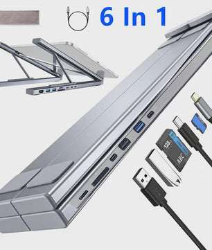 8-in-1 USB-C Laptop Stand & Docking Station - Universele Hub met HDMI & PD