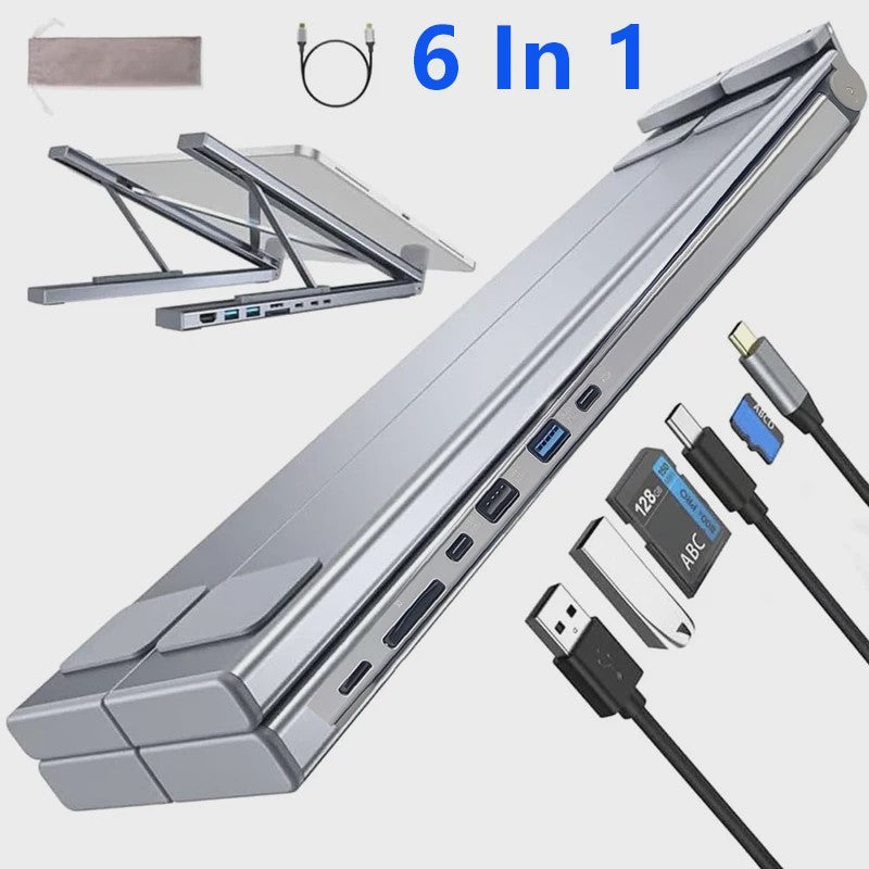 8-in-1 USB-C Laptop Stand & Docking Station - Universele Hub met HDMI & PD