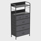 Stijlvolle Ladekast met 5 Stoffen Lades en Metalen Frame - 60x30x120cm