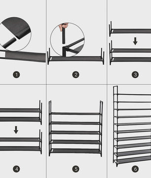 10-laags Schoenenrek - 100x30x176cm - Metalen Frame & Vliesstof - Organisatie voor Hal & Slaapkamer