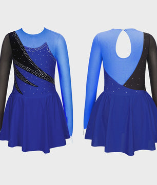 Schaatsjurk Meisjes met Lange Mouwen, Strass en Rokje - Dans & Turnen