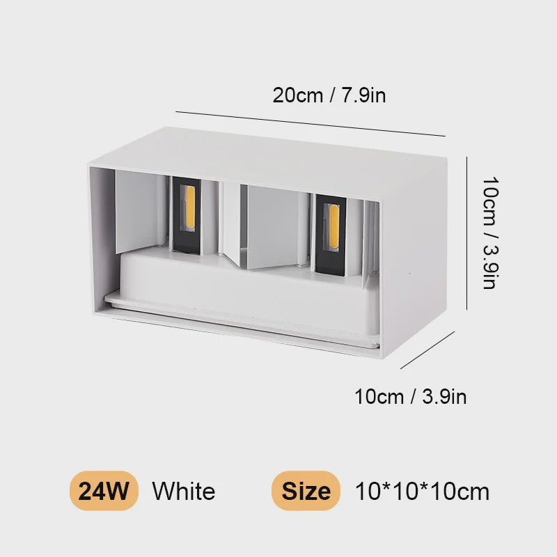 Aluminium LED Wandlamp Buiten IP65 Waterdicht - 12W/24W - Warm & Koel Wit