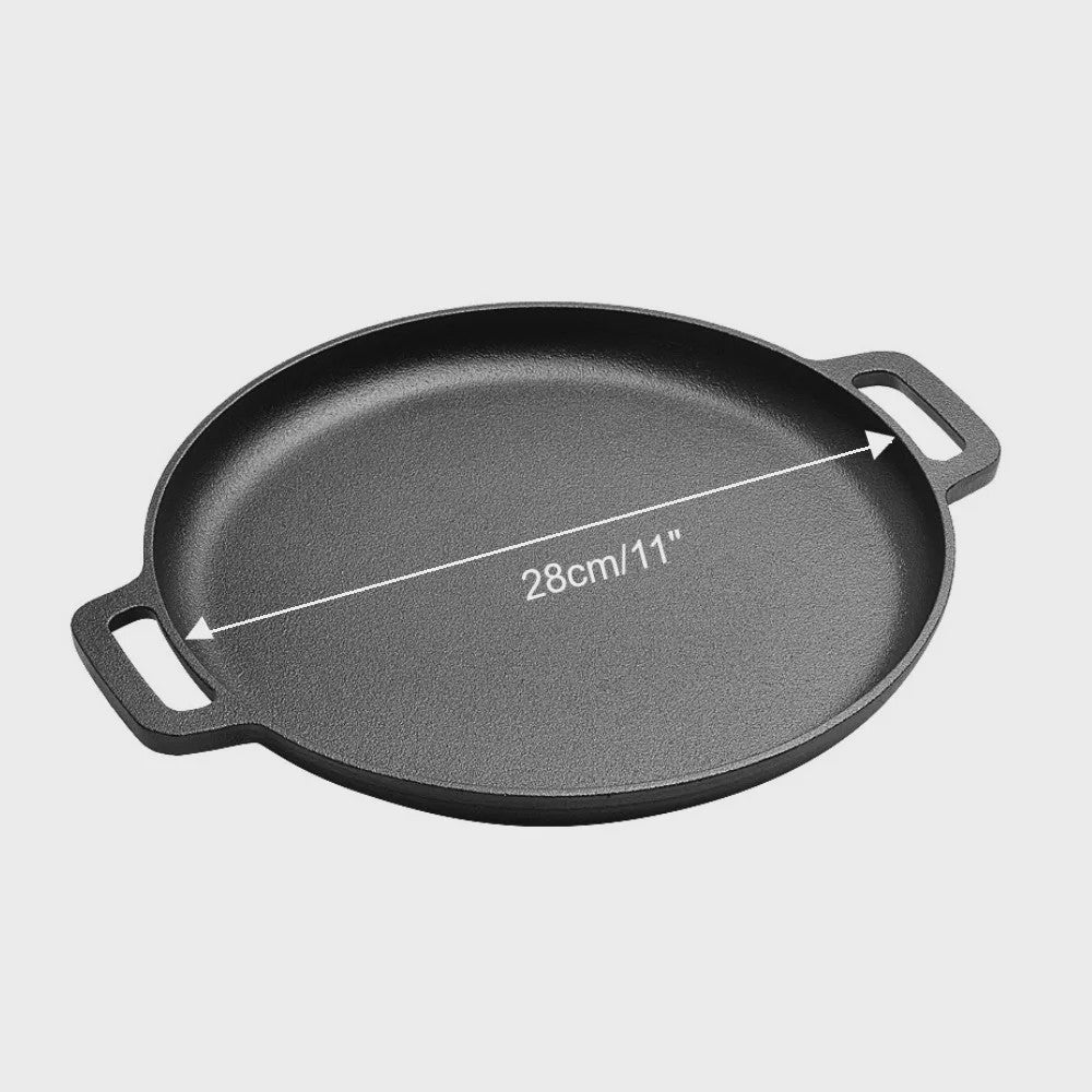 Gietijzeren Pizza Pan met Anti-aanbaklaag - Plat Bodem, Geschikt voor Inductie & Gas