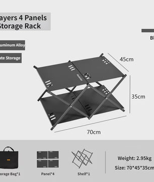 Mountainhiker Opvouwbaar 3-laags Outdoor Opslagrek - Draagbaar Kampeerrek voor Tuin, BBQ & Picknick