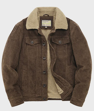 Herfst/Winter Corduroy Heren Jas - Warm & Casual Winddicht met Sherpa Voering
