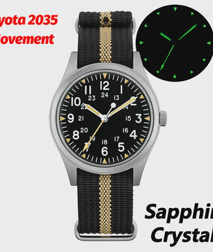 Militado ML07 Vintage Herenhorloge - 36mm Quartz met Bubble Crystal & AR Coating