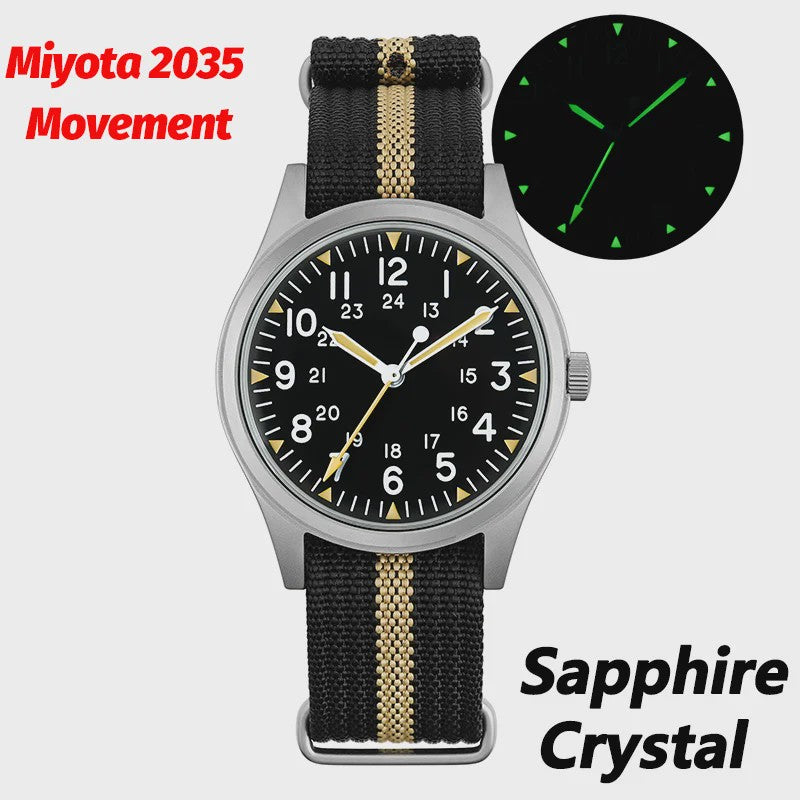 Militado ML07 Vintage Herenhorloge - 36mm Quartz met Bubble Crystal & AR Coating
