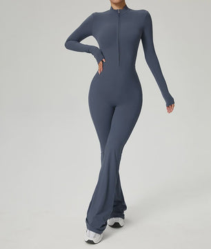 Dames Fitness Jumpsuit met Rits en Lange Mouwen - Perfect voor Yoga, Gym & Workout