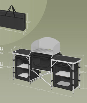 WOLTU Aluminium Camping Keuken - Opvouwbaar met Werkbladen en Opbergruimte