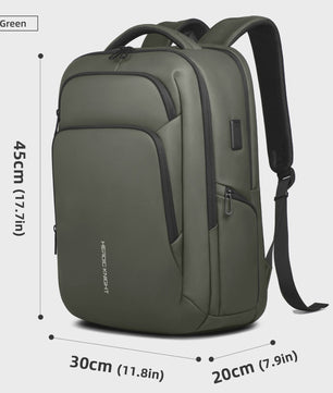 Multifunctionele Zakenrugzak voor Heren - Waterdicht, 17.3" Laptopvak & USB Oplaadpoort - Ideaal voor Werk & Reizen