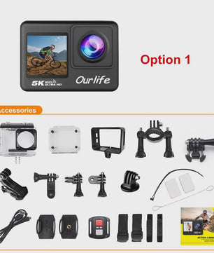 Ourlife 5K Action Camera met 2.0" Touchscreen, WiFi, 170° Groothoek & 30M Waterdicht