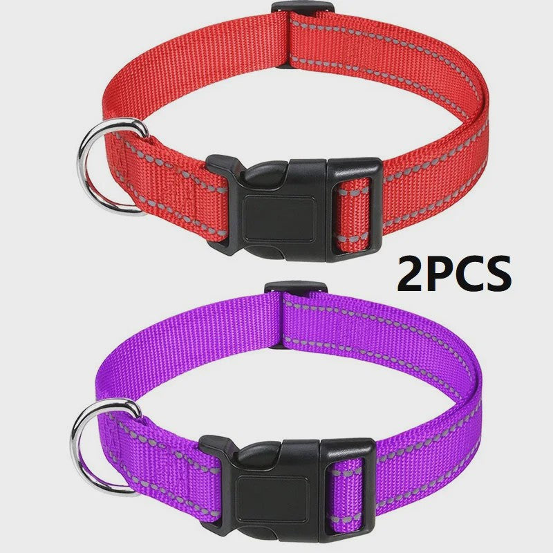 Verstelbare Halsband voor Honden en Puppies met Reflecterende Strepen - Veilig en Comfortabel