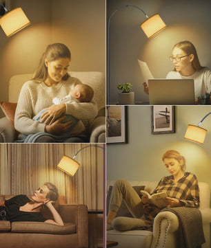 Stijlvolle Boog Vloerlamp 170cm met Linnen Kap & Inclusief 12W LED Lamp - Voetschakelaar