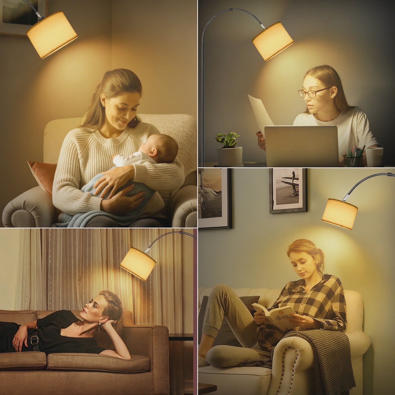 Stijlvolle Boog Vloerlamp 170cm met Linnen Kap & Inclusief 12W LED Lamp - Voetschakelaar