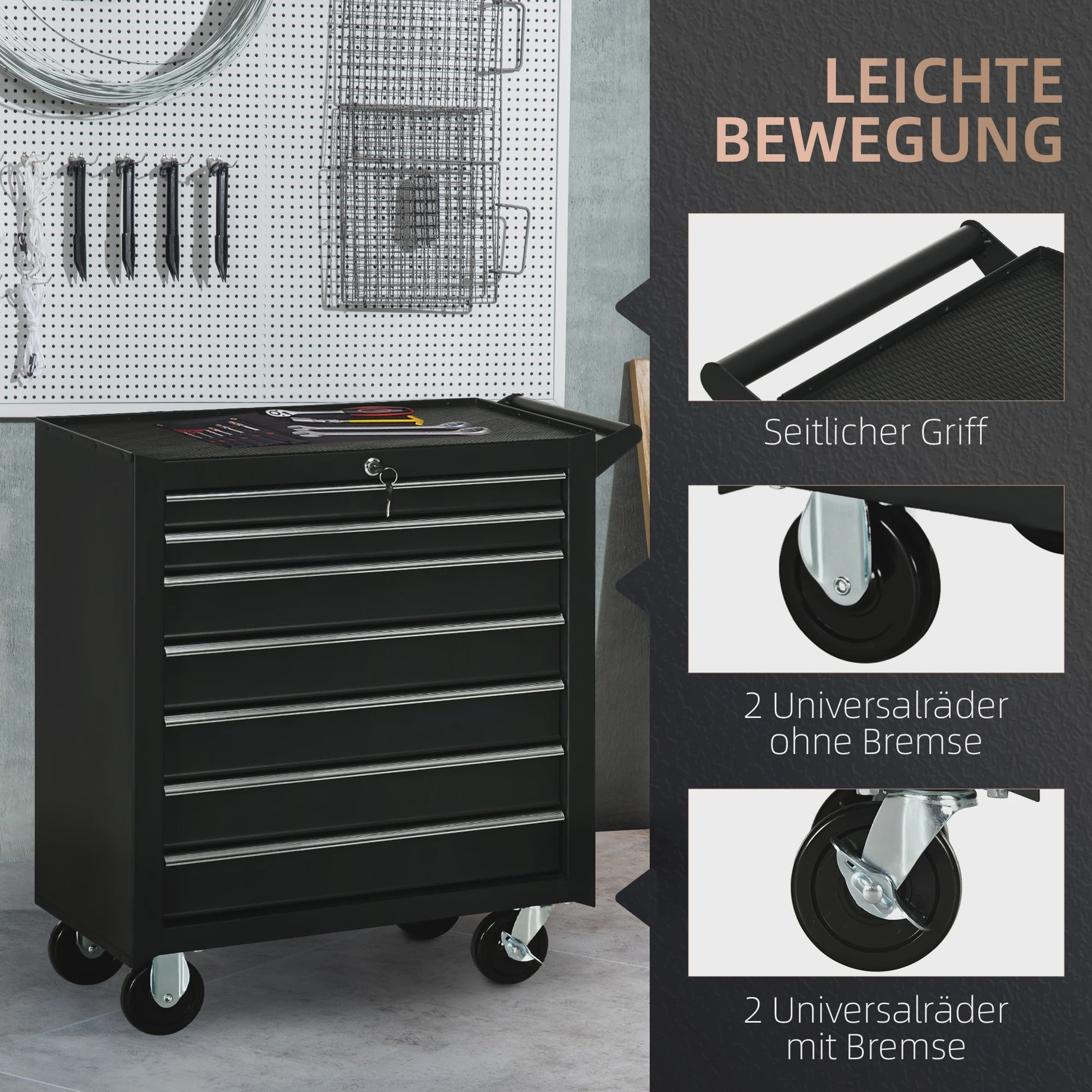 Zware Gereedschapswagen met 7 Laden, Verrijdbaar & Vergrendelbaar