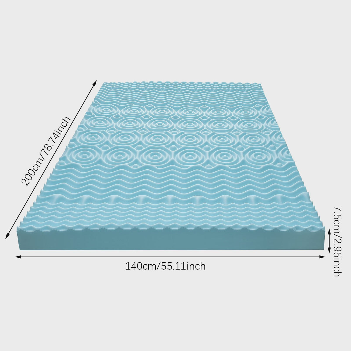 Luxe Traagschuim Matras Topper - 5-Zone Ergonomische Ondersteuning & Koel Comfort