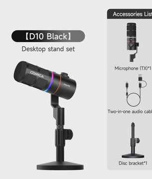 COMICA D10/D10 PRO Dynamische Microfoon: RGB, USB/XLR, Draadloos/Bedraad voor Streaming & Gaming