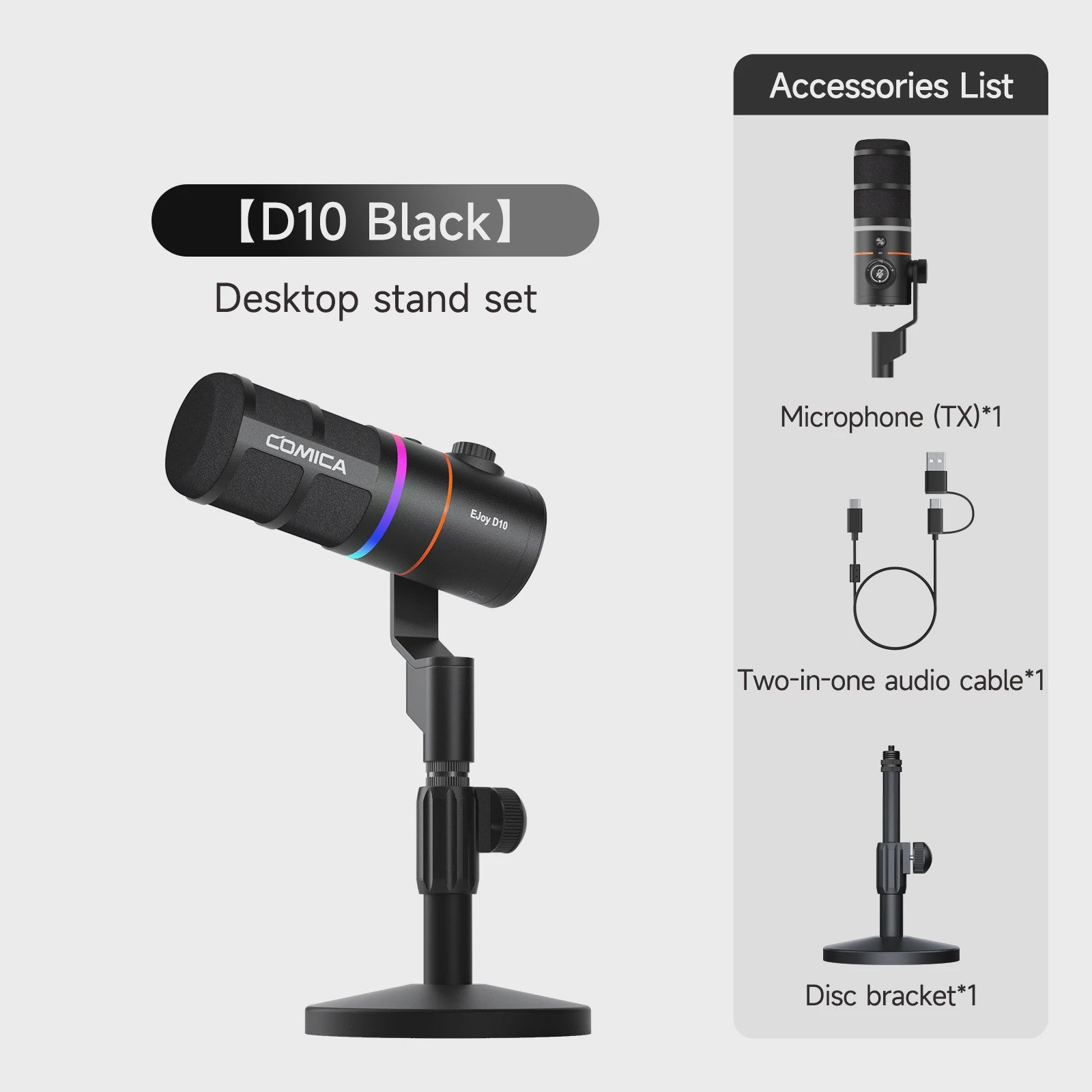 COMICA D10/D10 PRO Dynamische Microfoon: RGB, USB/XLR, Draadloos/Bedraad voor Streaming & Gaming