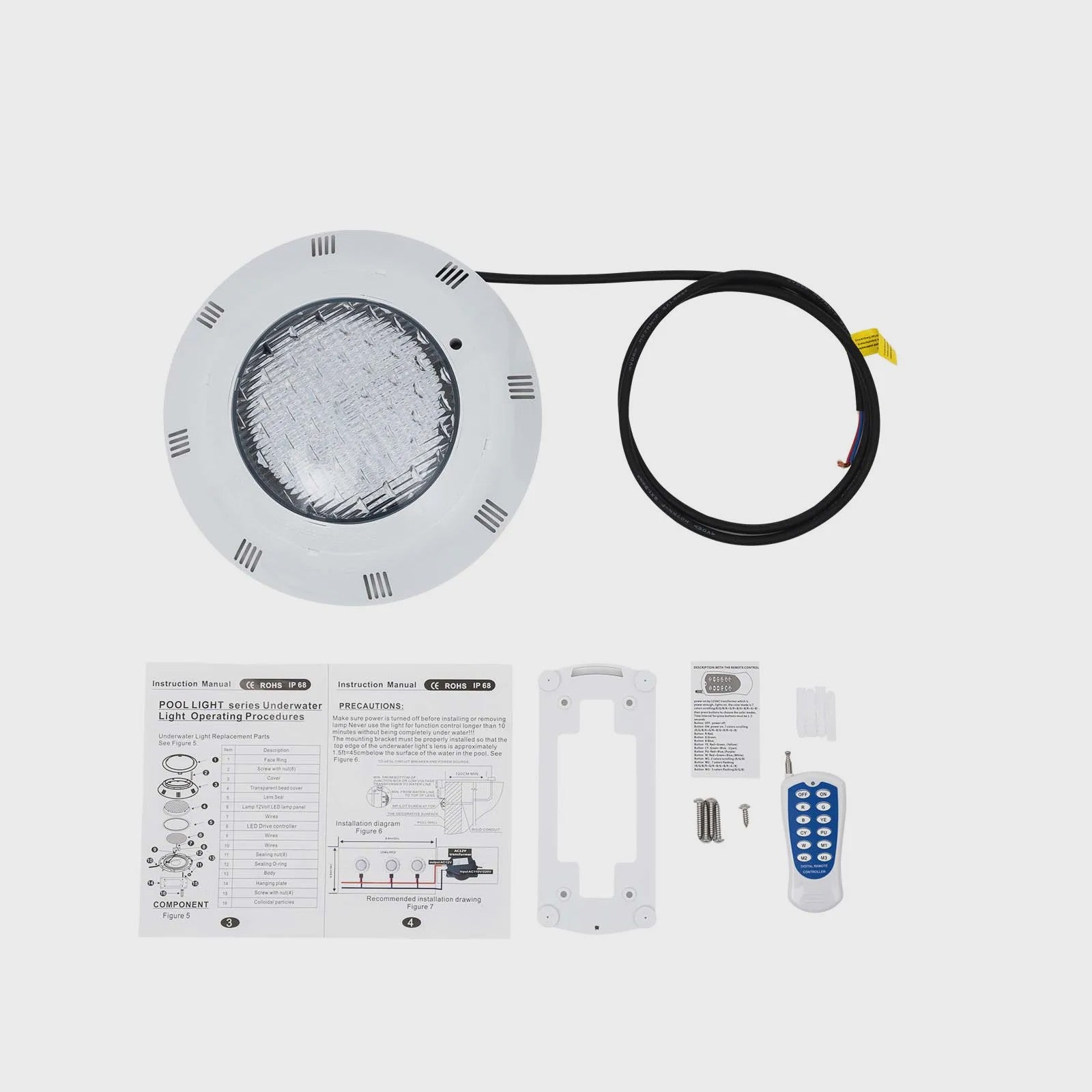 45W RGB LED Zwembadverlichting IP68 Waterdicht met Afstandsbediening - 7 Kleuren
